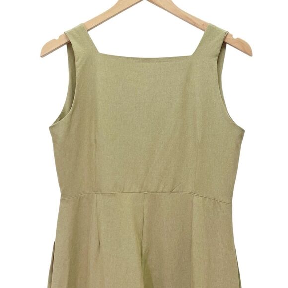Albion Jumpsuit Size XS Button Front Wide Leg Warm Sage Sleeveless One Piece - Picture 5 of 9